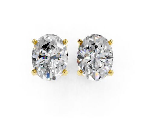 Yellow gold Oval Brilliant Diamond Stud Earrings