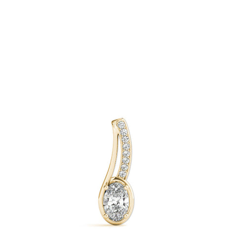 Yellow gold Oval Diamond Bezel-Set Pendant