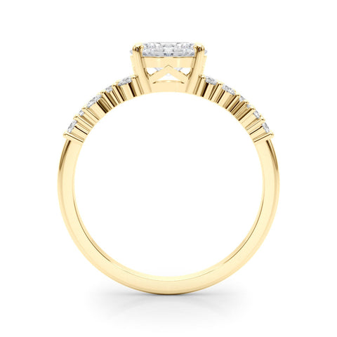 Yellow gold Oval Diamond Cluster Pavé Band with Four-Prong Setting