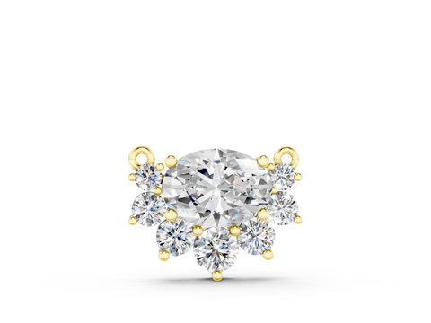 Yellow gold Oval Diamond Cluster Pendant with Prong Setting