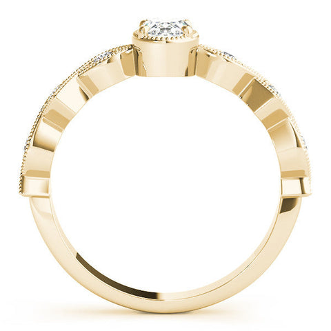 Yellow gold Oval Milgrain Marquise Diamond Twist Band Ring