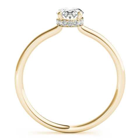 Yellow gold Oval Solitaire Diamond Ring with Thin Band and Four-Prong Setting