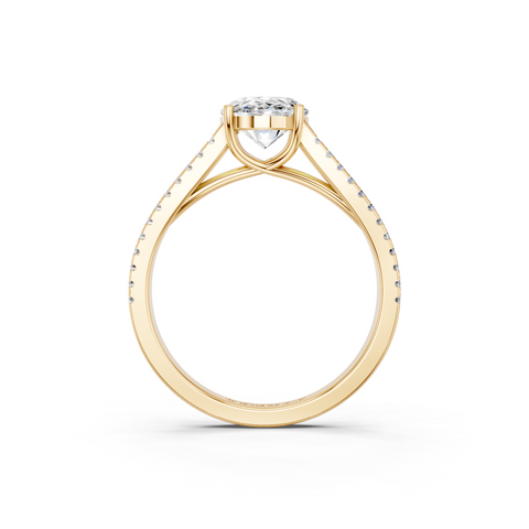 Yellow gold Oval Solitaire Split Shank Pavé Diamond Engagement Ring