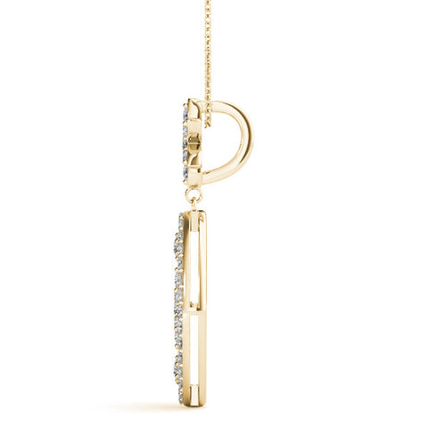 Yellow gold Pavé Marquise Pendant with Floral Prong Setting
