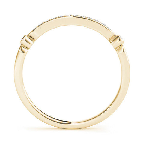 Yellow gold Pavé Round Diamond Bar Station Ring with Channel Setting