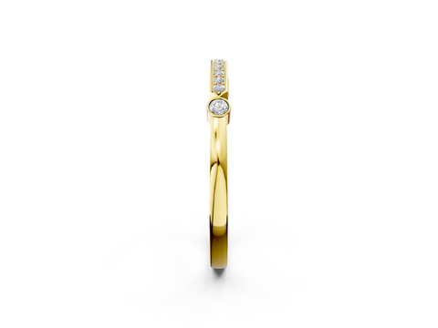 Yellow gold Pavé Round Diamond Bar Station Ring with Channel Setting