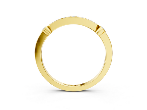 Yellow gold Pavé Round Diamond Bar Station Ring with Channel Setting