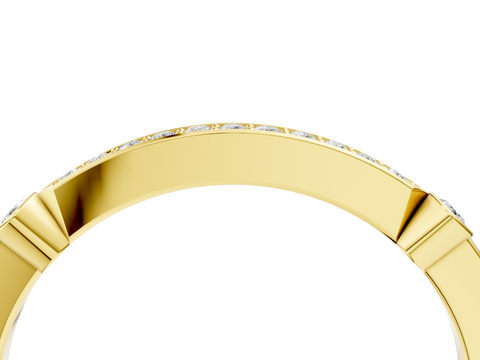 Yellow gold Pavé Round Diamond Bar Station Ring with Channel Setting