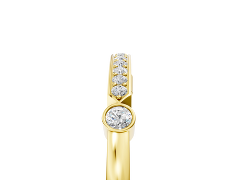 Yellow gold Pavé Round Diamond Bar Station Ring with Channel Setting