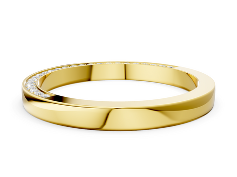 Yellow gold Pavé Round Diamond Channel-Set Platinum Band