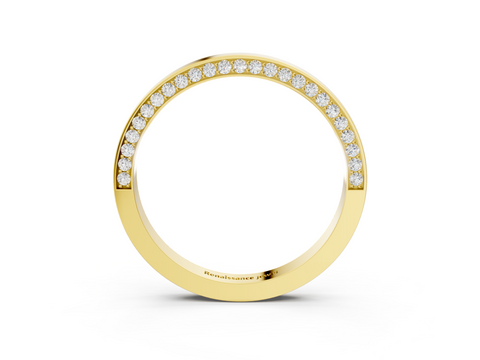 Yellow gold Pavé Round Diamond Channel-Set Platinum Band