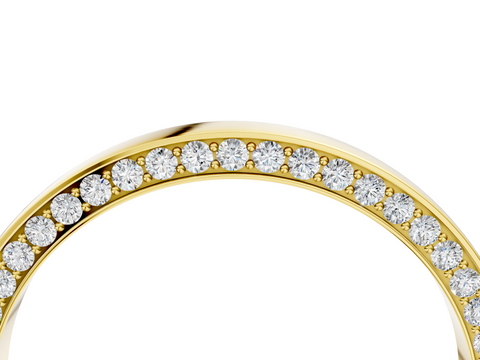 Yellow gold Pavé Round Diamond Channel-Set Platinum Band