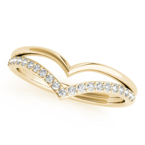 Yellow gold Pavé Round Diamond Chevron Band with Channel Setting
