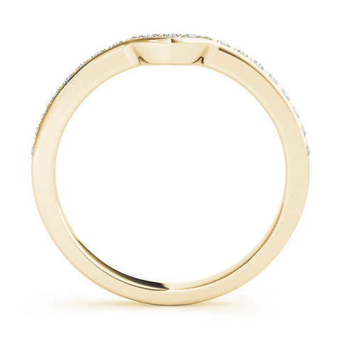 Yellow gold Pavé Round Diamond Contour Band with Channel Setting