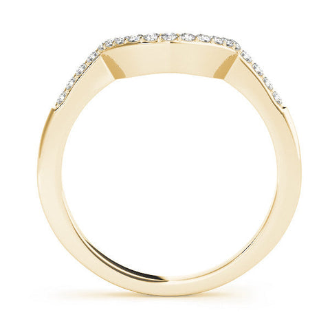 Yellow gold Pavé Round Diamond Contour Band with Prong Setting