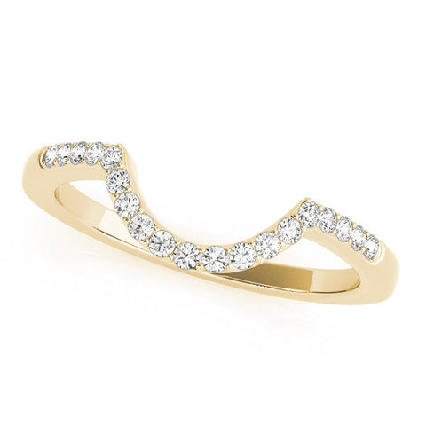 Yellow gold Pavé Round Diamond Contour Band with Prong Setting