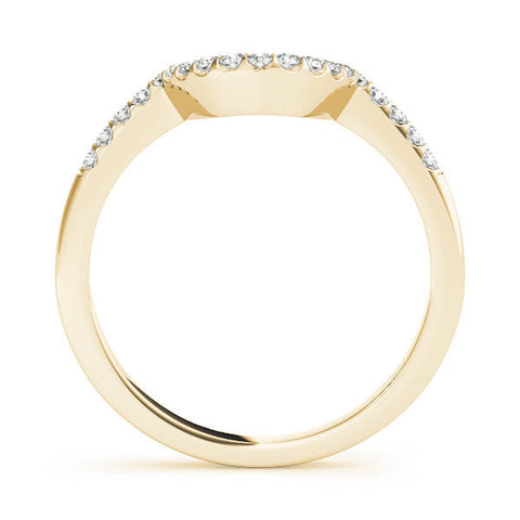 Yellow gold Pavé Round Diamond Contour Band with U-Prong Setting