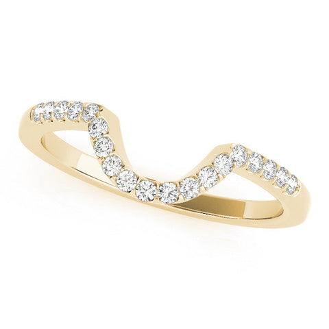 Yellow gold Pavé Round Diamond Contour Band with U-Prong Setting