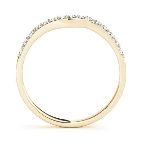 Yellow gold Pavé Round Diamond Curved Band with Prong Setting