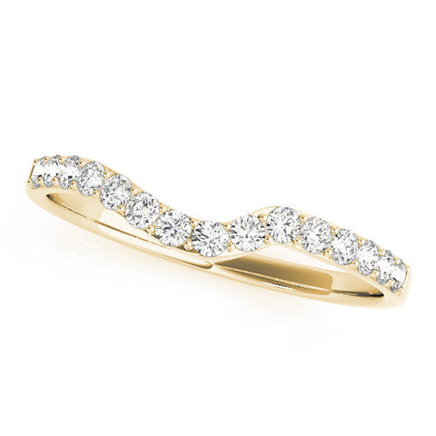 Yellow gold Pavé Round Diamond Curved Band with Prong Setting