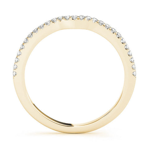 Yellow gold Pavé Round Diamond Curved Wedding Band with Shared Prong Setting