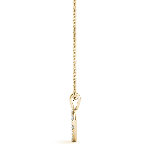 Yellow gold Pavé Round Diamond Heart Pendant