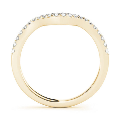 Yellow gold Pavé Round Diamond Infinity Twist Band with Shared Prong Setting