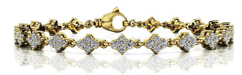 Yellow gold Pavé Round Diamond Tennis Bracelet with Four-Prong Setting