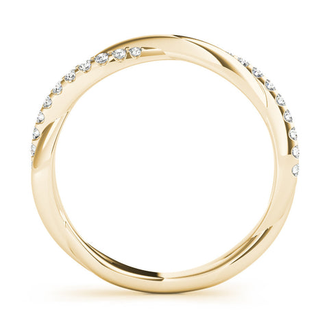 Yellow gold Pavé Round Diamond Twist Band with Shared Prong Setting