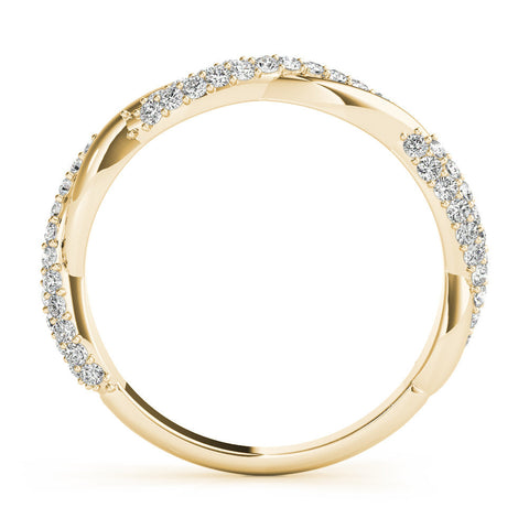 Yellow gold Pavé Round Diamond Twist Eternity Band with Prong Setting