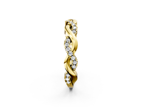Yellow gold Pavé Round Diamond Twist Eternity Band with Shared Prong Setting