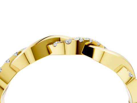 Yellow gold Pavé Round Diamond Twist Eternity Band with Shared Prong Setting