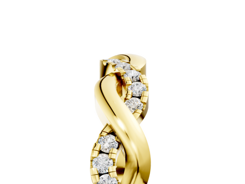 Yellow gold Pavé Round Diamond Twist Eternity Band with Shared Prong Setting