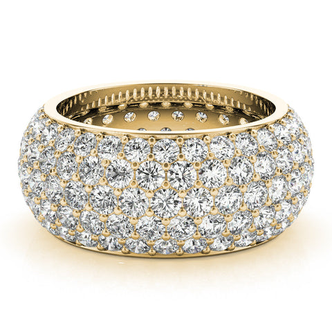 Yellow gold Pavé Round Diamond Wide Band with Micro-Prong Setting