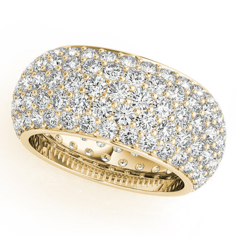 Yellow gold Pavé Round Diamond Wide Band with Micro-Prong Setting