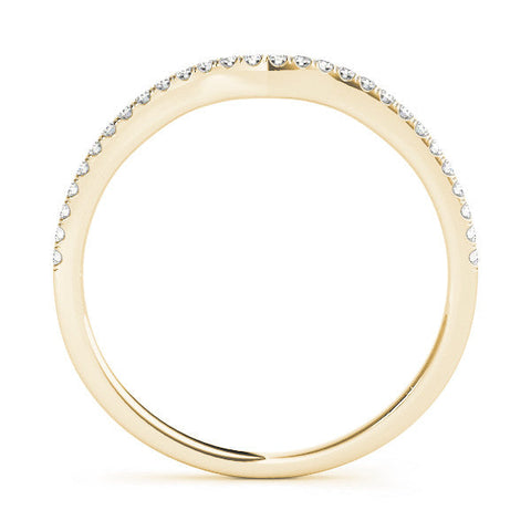 Yellow gold Pavé Set Round Diamond Curved Band with Shared Prong Setting