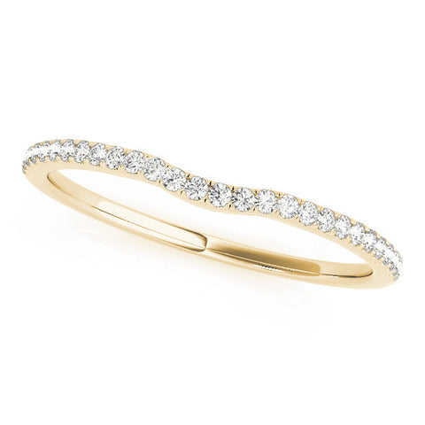 Yellow gold Pavé Set Round Diamond Curved Band with Shared Prong Setting