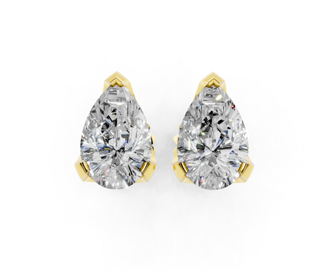 Yellow gold Pear Brilliant Diamond Stud Earrings