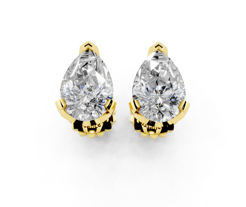 Yellow gold Pear Brilliant Diamond Stud Earrings