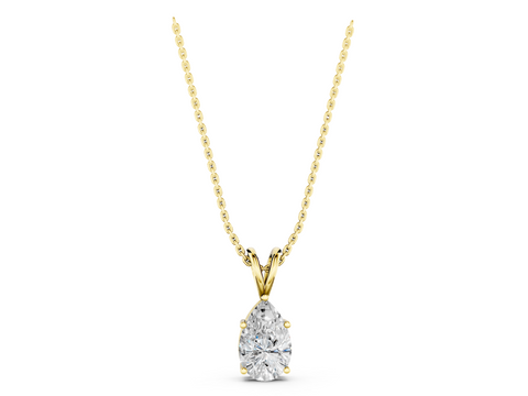 Yellow gold Pear Cut Solitaire Pendant with Three-Prong Setting