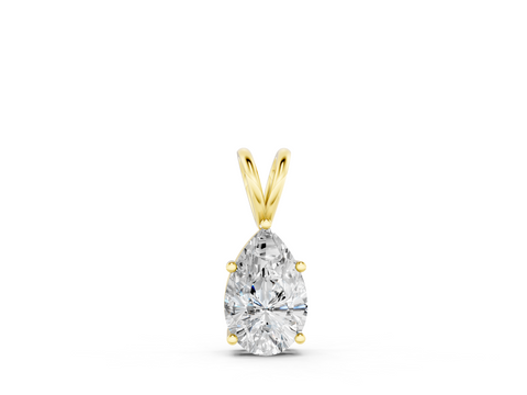Yellow gold Pear Cut Solitaire Pendant with Three-Prong Setting