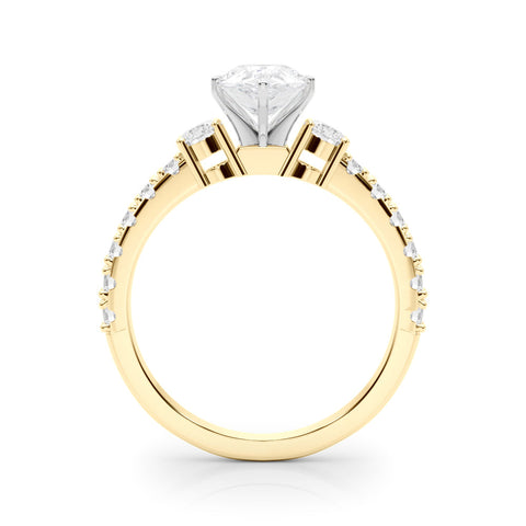 Yellow gold Pear Solitaire Twist Band with Pavé Setting and Four-Prong Setting