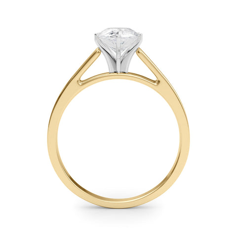 Yellow gold Pear Solitaire Engagement Ring with Six-Prong Setting and Tapered Band