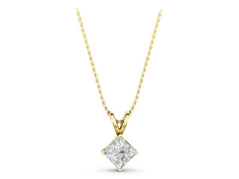 Yellow gold Princess Cut Bezel Set Pendant