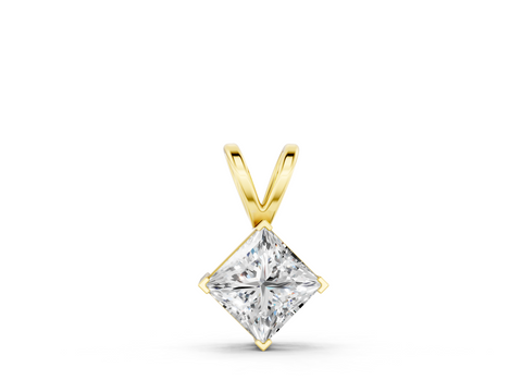 Yellow gold Princess Cut Bezel Set Pendant