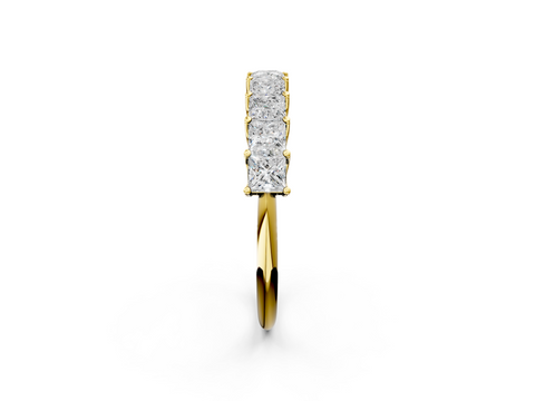 Yellow gold Princess Cut Diamond Channel Set Eternity Band with Prong Setting