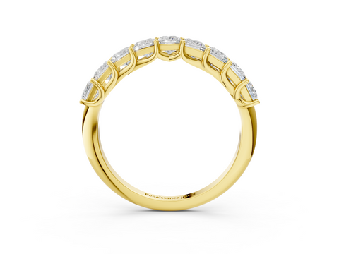Yellow gold Princess Cut Diamond Channel Set Eternity Band with Prong Setting