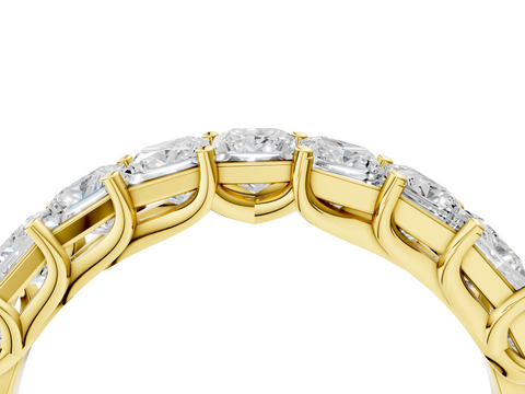 Yellow gold Princess Cut Diamond Channel Set Eternity Band with Prong Setting