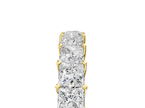 Yellow gold Princess Cut Diamond Channel Set Eternity Band with Prong Setting