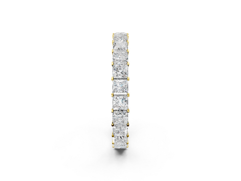 Yellow gold Princess Cut Diamond Eternity Band with Channel Setting and Shared Prong